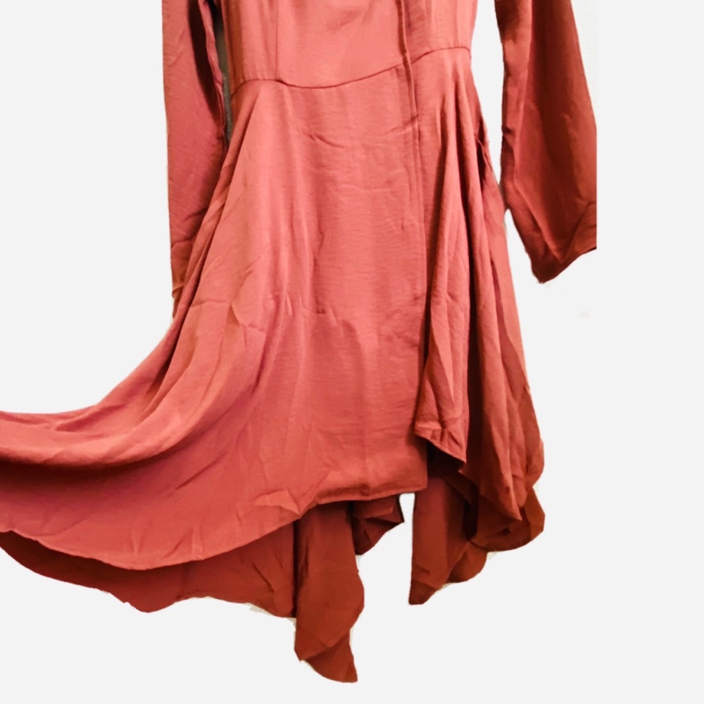 Style Rack Rust Asymmetrical Wrap Dress L - Picture 7 of 10